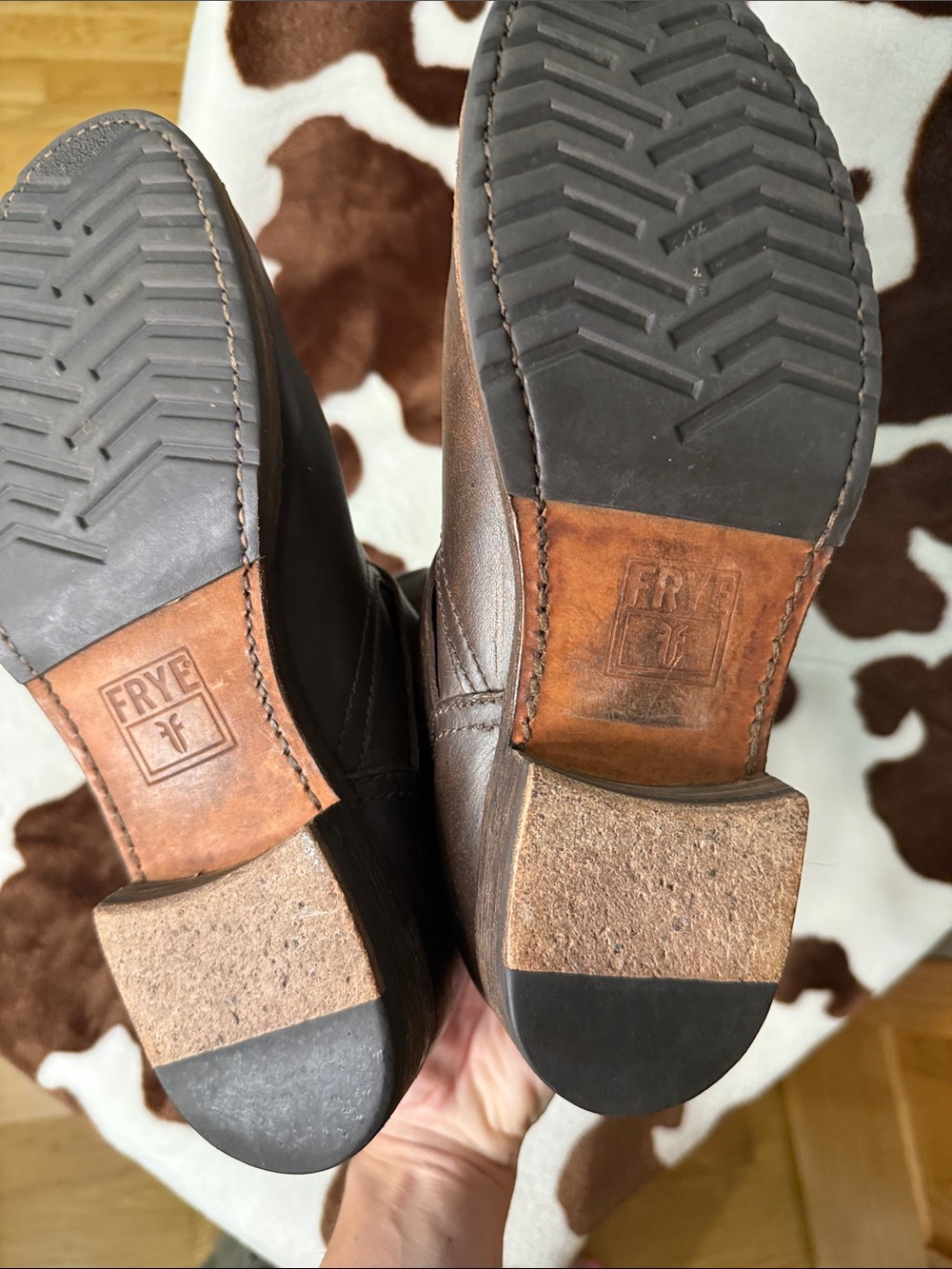 Frye Brown Suede and Leather Mixed-Material Detail - Picture 5 of 6